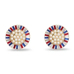 AMERICANA RED WHITE & BLUE BUTTON EARRINGS