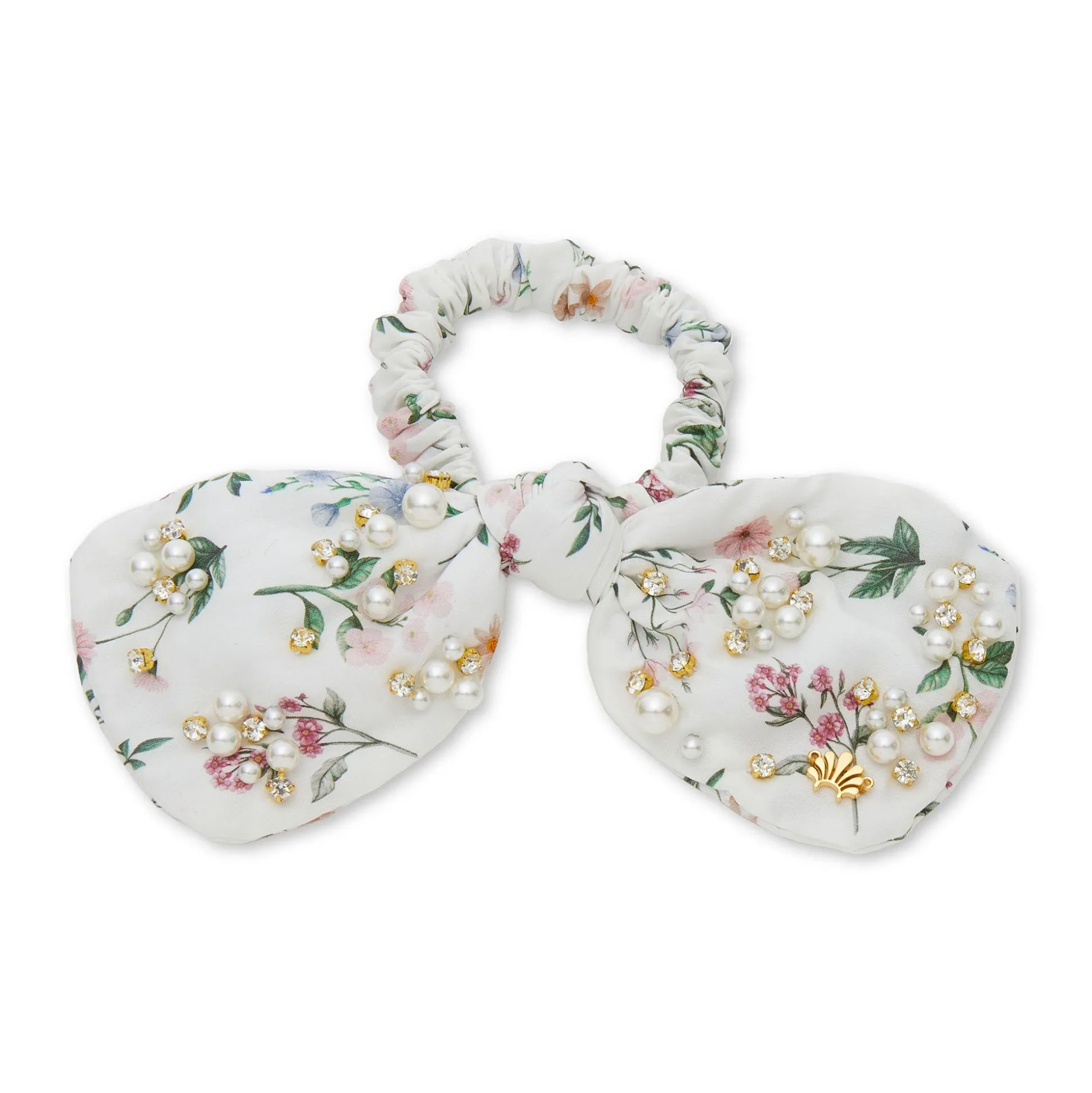 ANNIE PENNY LIBERTY PEARL CRYSTAL BOW SCRUNCHIE