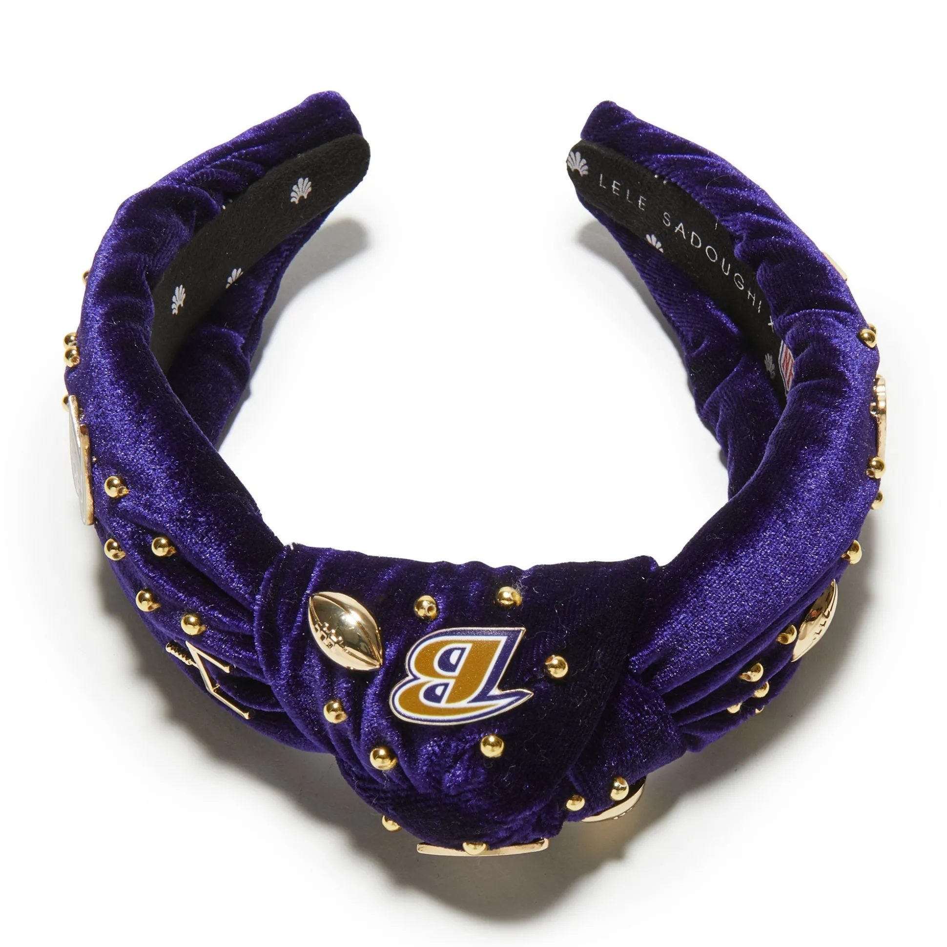 BALTIMORE RAVENS LELE SADOUGHI X NFL PURPLE EMBELLISHED KNOTTED HEADBAND