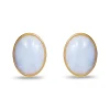 BLUE LACE AGATE REFLECTION BUTTON EARRINGS