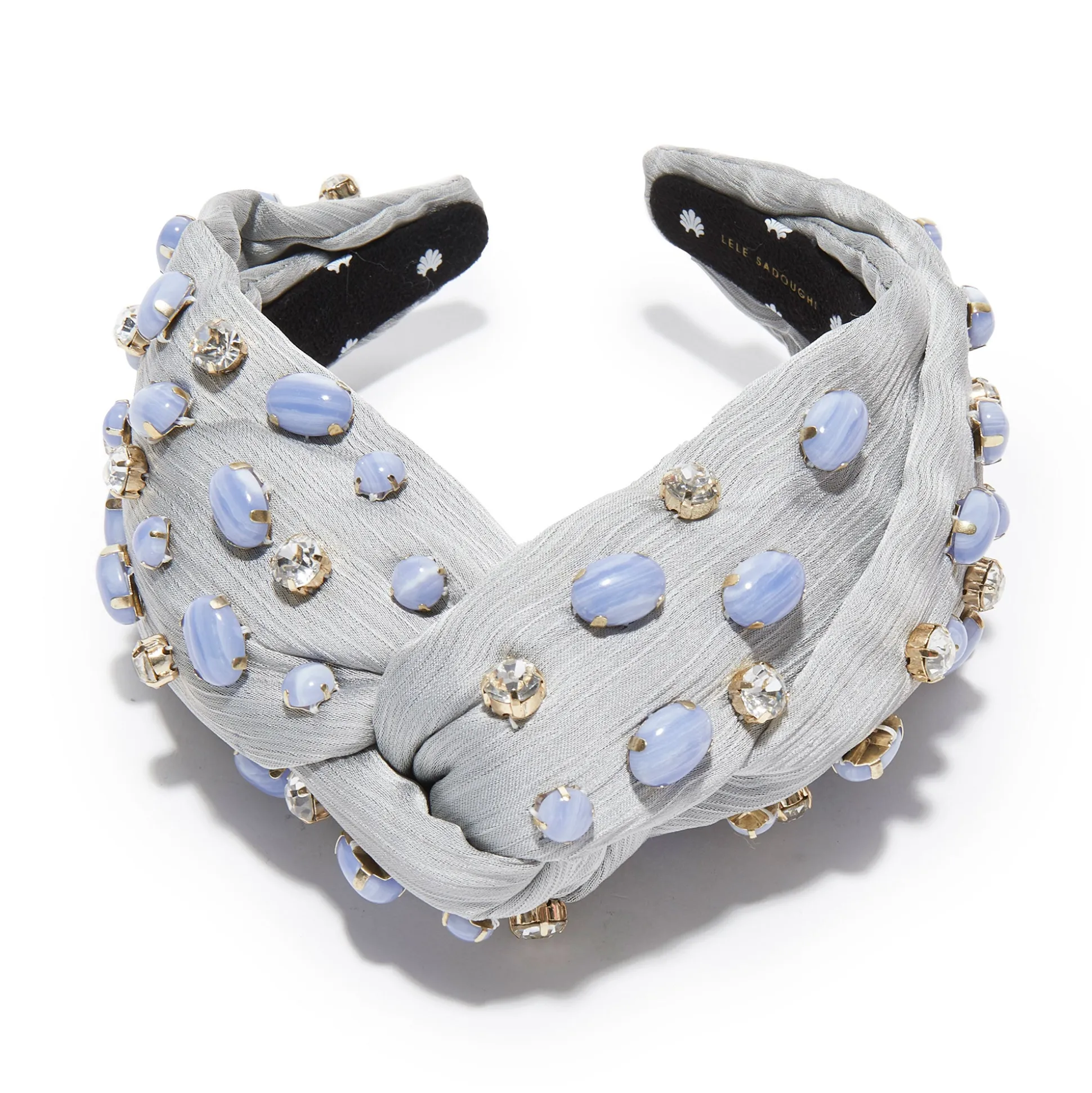 BLUE LACE AGATE WOVEN JEWELED GRETA HEADBAND