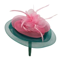 BLUSH EMERALD FLORAL VEIL FASCINATOR