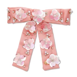 BLUSH MELON ANTOINETTE PAILLETTE FLORAL BOW