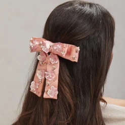 BLUSH MELON ANTOINETTE PAILLETTE FLORAL BOW