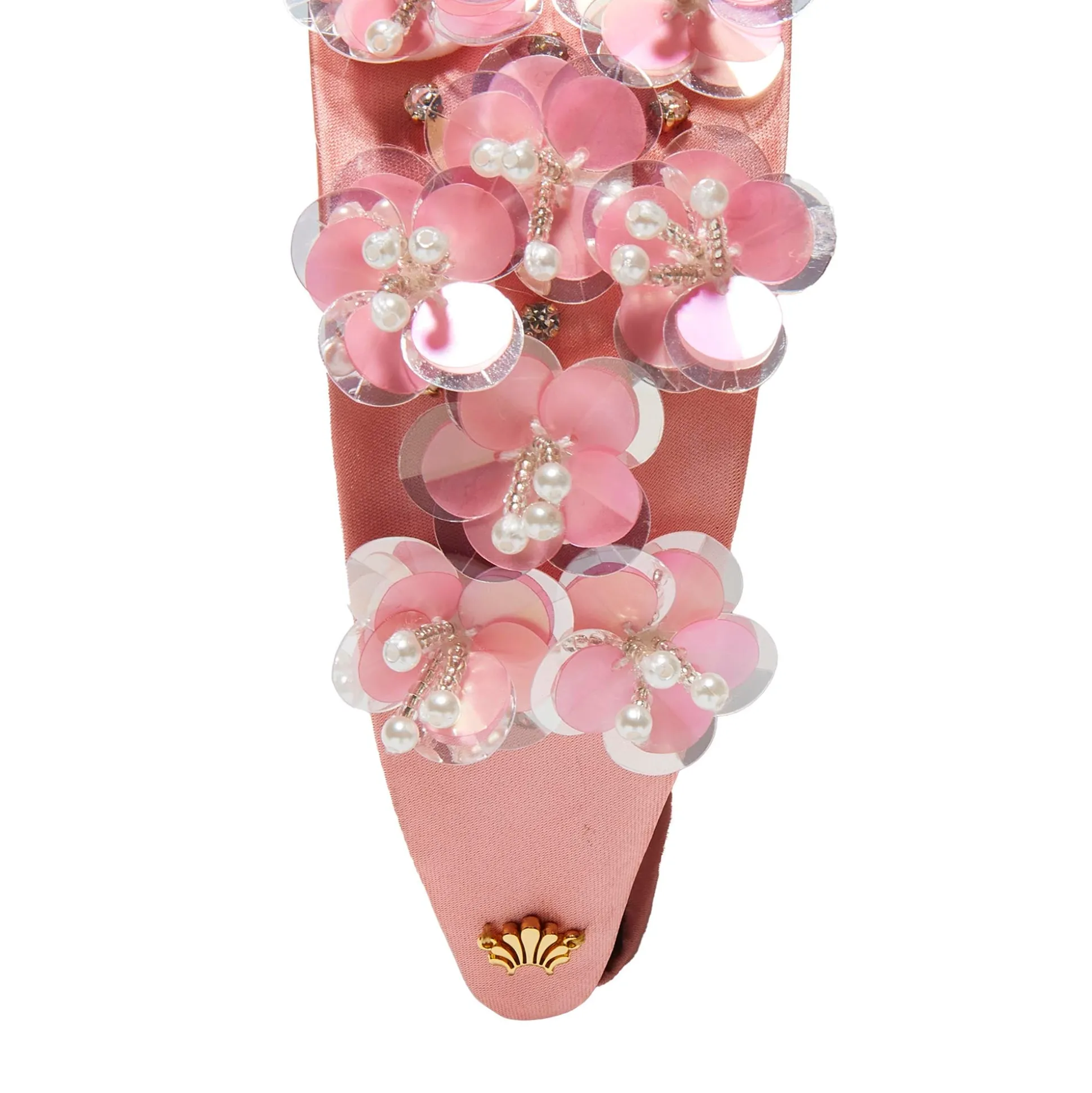 BLUSH MELON BRIGITTE PAILLETTE FLORAL HEADBAND