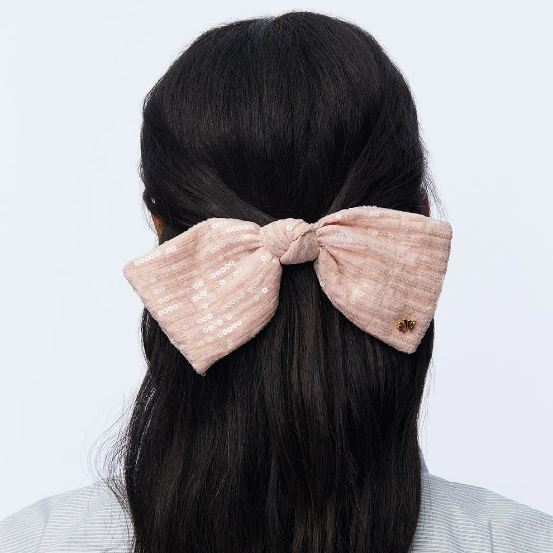 BLUSH PALOMA SEQUIN BOW BARRETTE