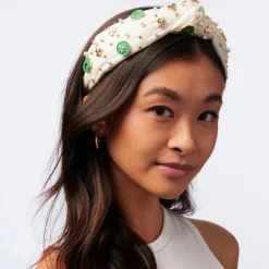 BOSTON CELTICS LELE SADOUGHI / NBA IVORY EMBELLISHED KNOTTED HEADBAND