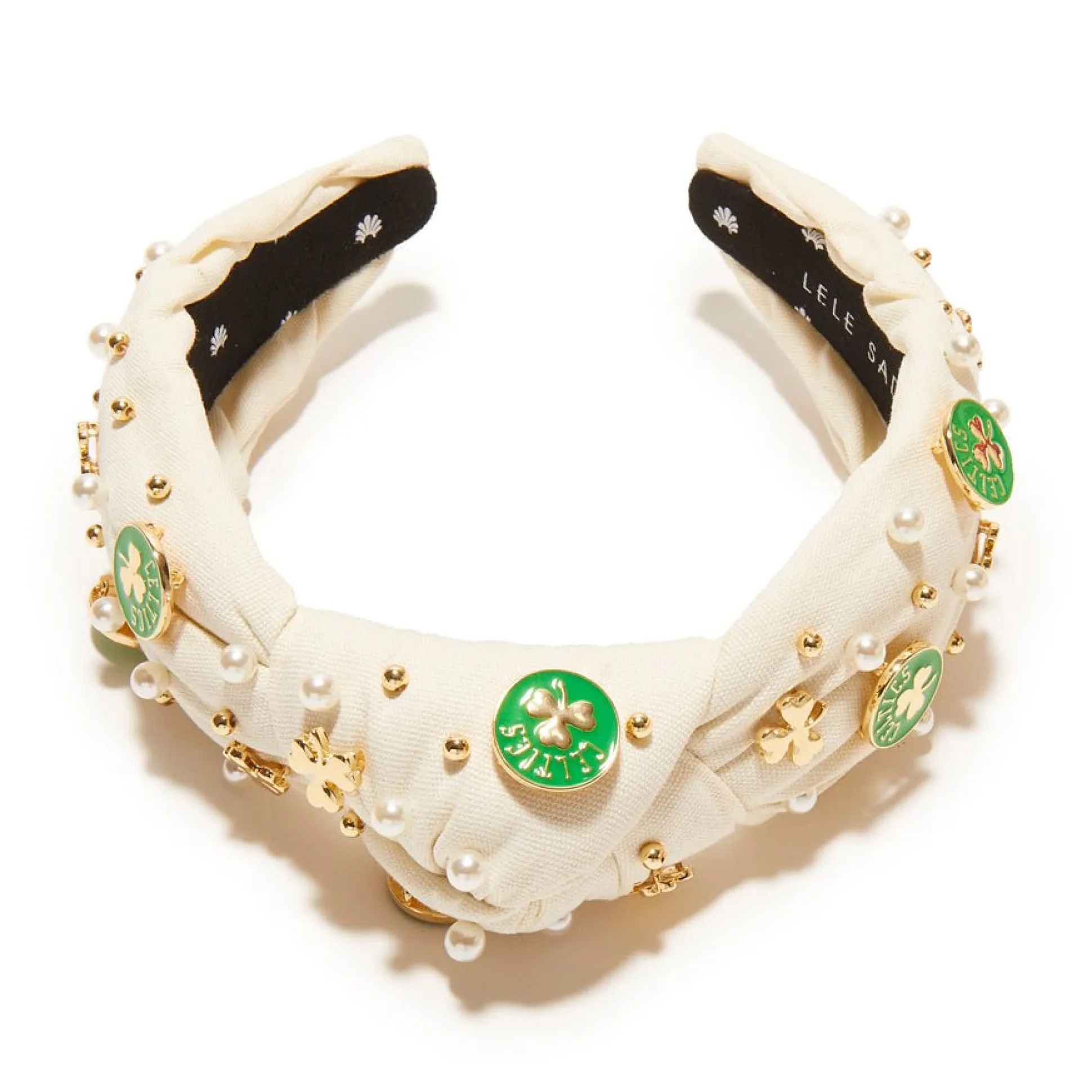 BOSTON CELTICS LELE SADOUGHI / NBA IVORY EMBELLISHED KNOTTED HEADBAND