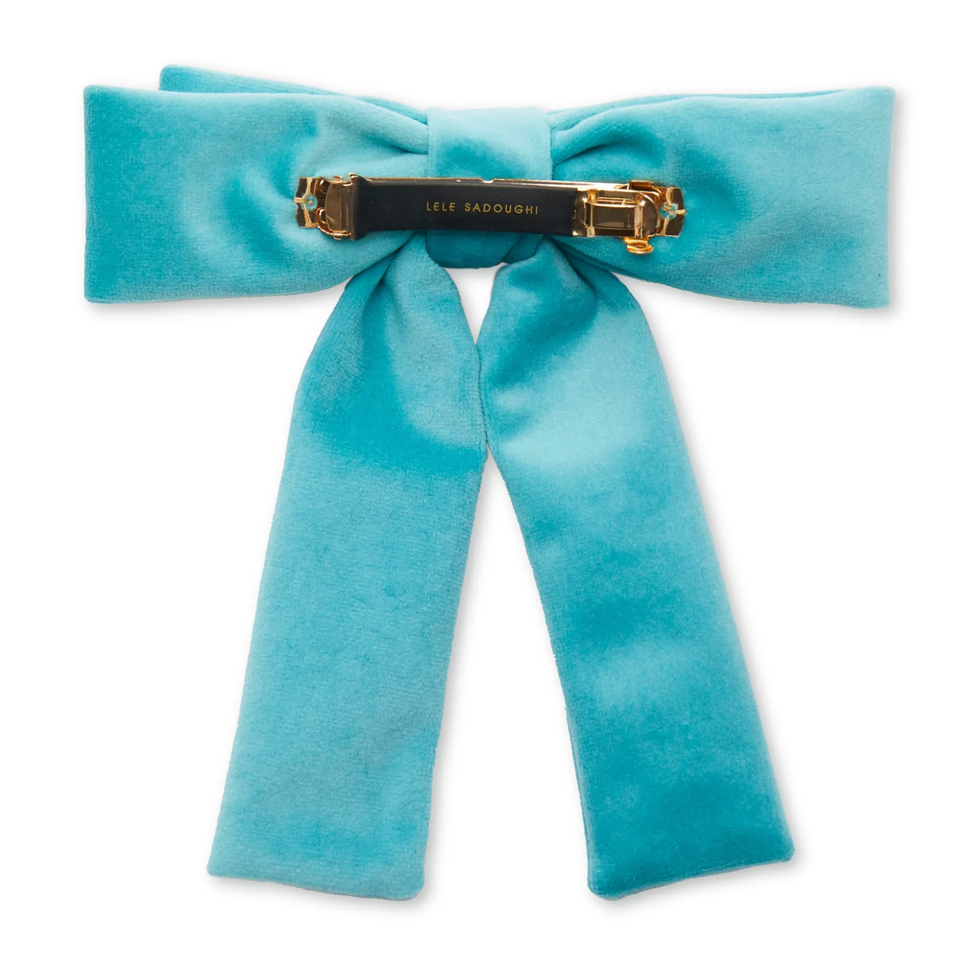 BRIGHT TURQUOISE VELVET ANTOINETTE BOW BARRETTE