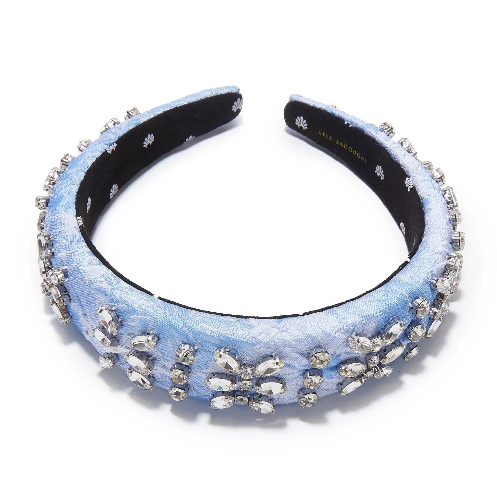 CAPRI BLUE CRYSTAL BROCADE ALICE HEADBAND