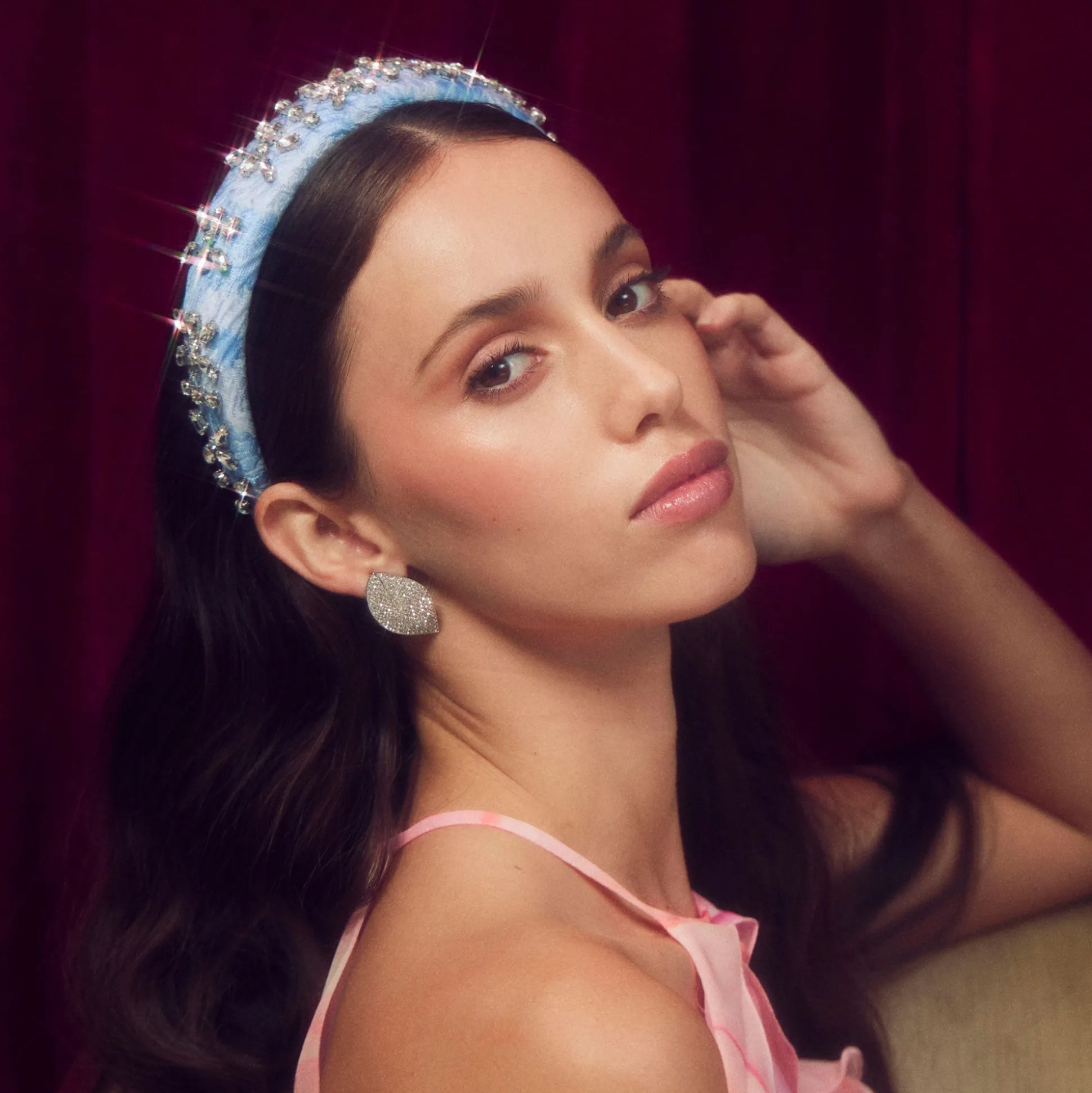 CAPRI BLUE CRYSTAL BROCADE ALICE HEADBAND
