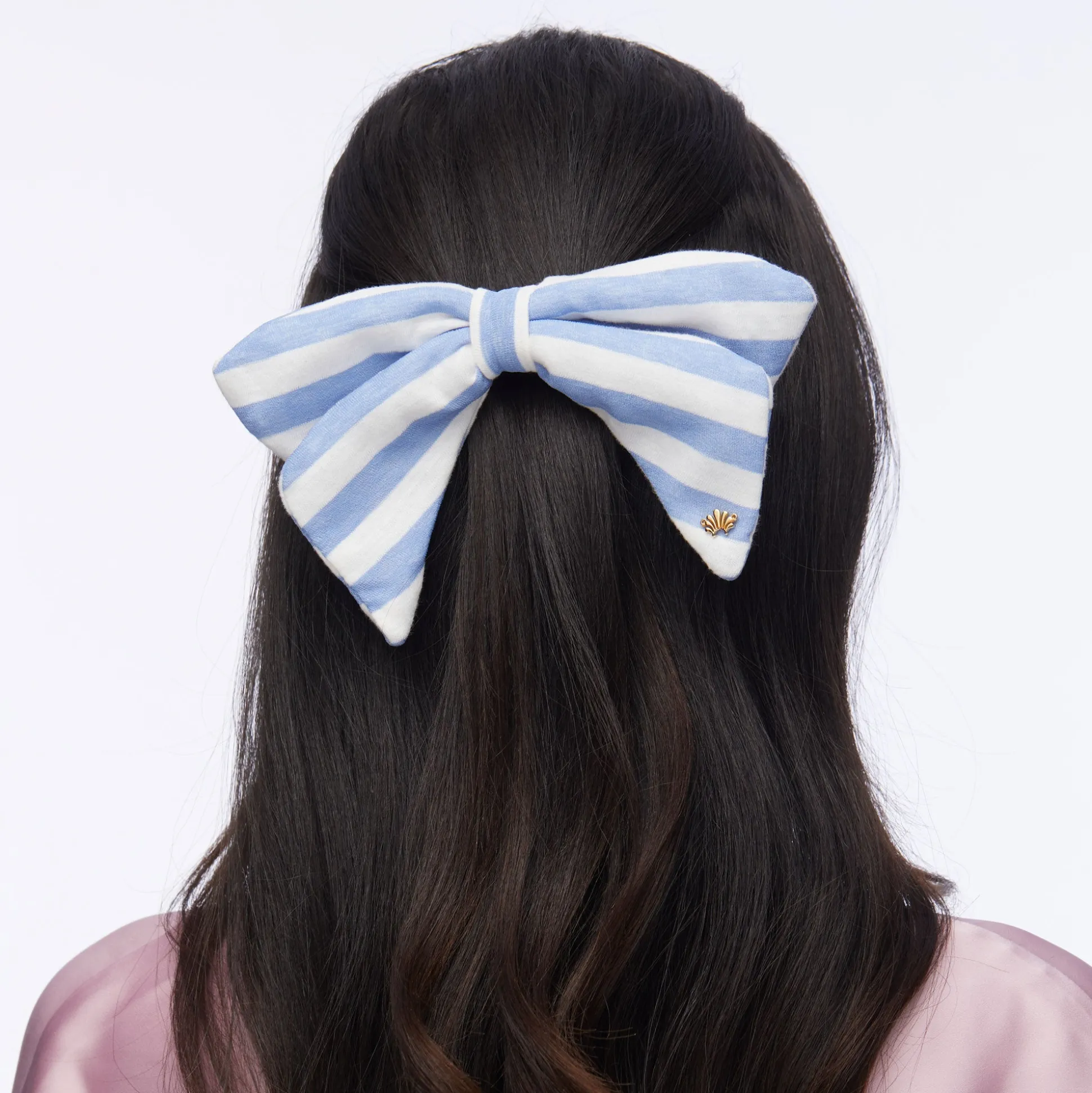 CAPRI STRIPE LIBBY LINEN GAUZE BOW BARRETTE