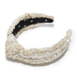 CHAMPAGNE KNOTTED SEQUIN BOUCLE HEADBAND