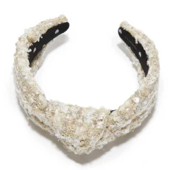 CHAMPAGNE KNOTTED SEQUIN BOUCLE HEADBAND