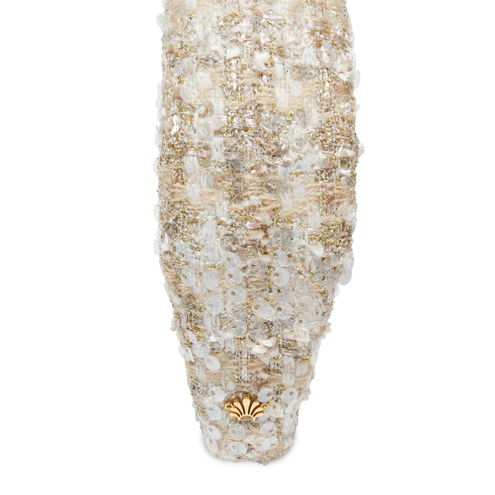 CHAMPAGNE KNOTTED SEQUIN BOUCLE HEADBAND