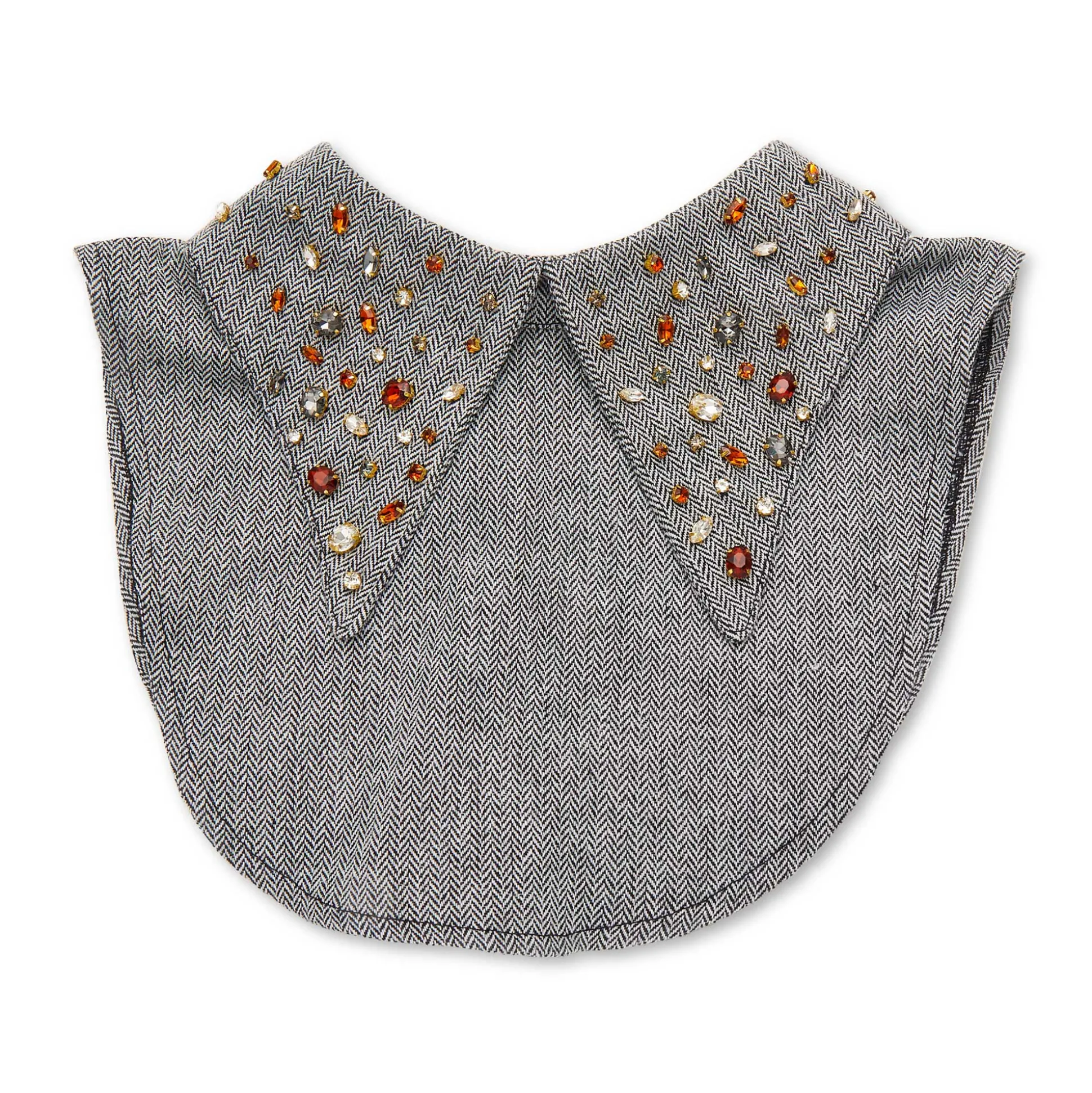 CHARCOAL TWILL PAYTON MIXED CRYSTAL POINTED COLLAR