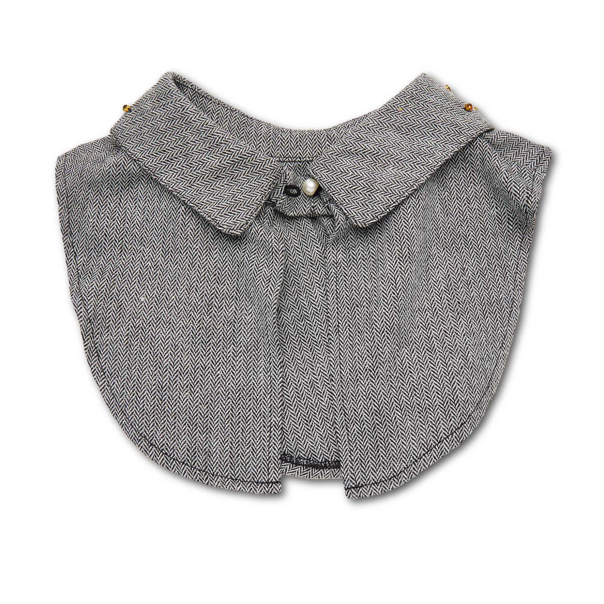 CHARCOAL TWILL PAYTON MIXED CRYSTAL POINTED COLLAR