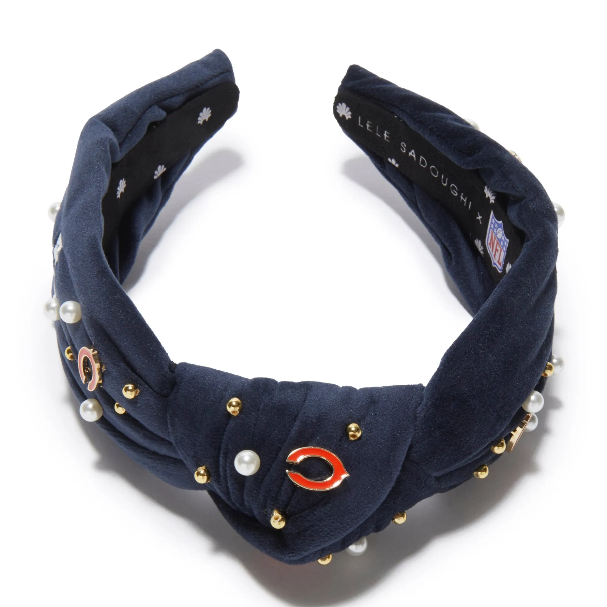 CHICAGO BEARS LELE SADOUGHI X NFL NAVY EMBELLISHED KNOTTED HEADBAND