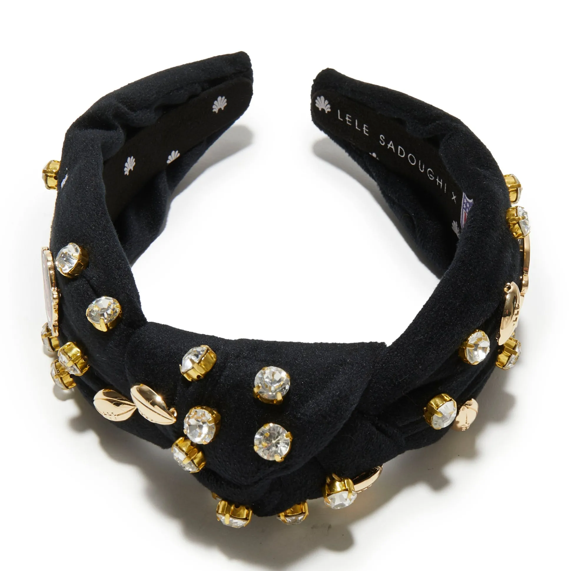 CINCINNATI BENGALS LELE SADOUGHI X NFL JET EMBELLISHED KNOTTED HEADBAND