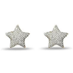 CRYSTAL PAVE STAR BUTTON EARRINGS