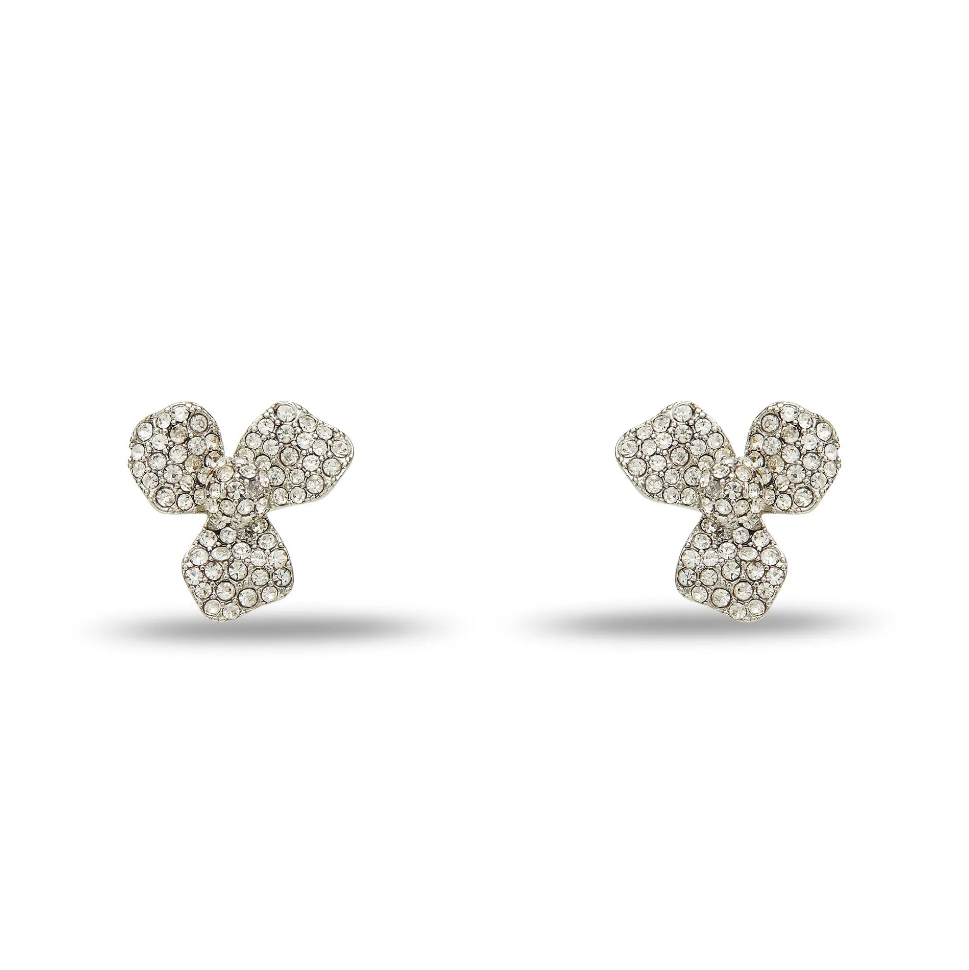 CRYSTAL PAVE TRILLIUM STUD EARRINGS