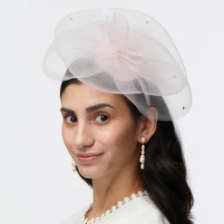 CRYSTAL PINK FLORAL VEIL FASCINATOR
