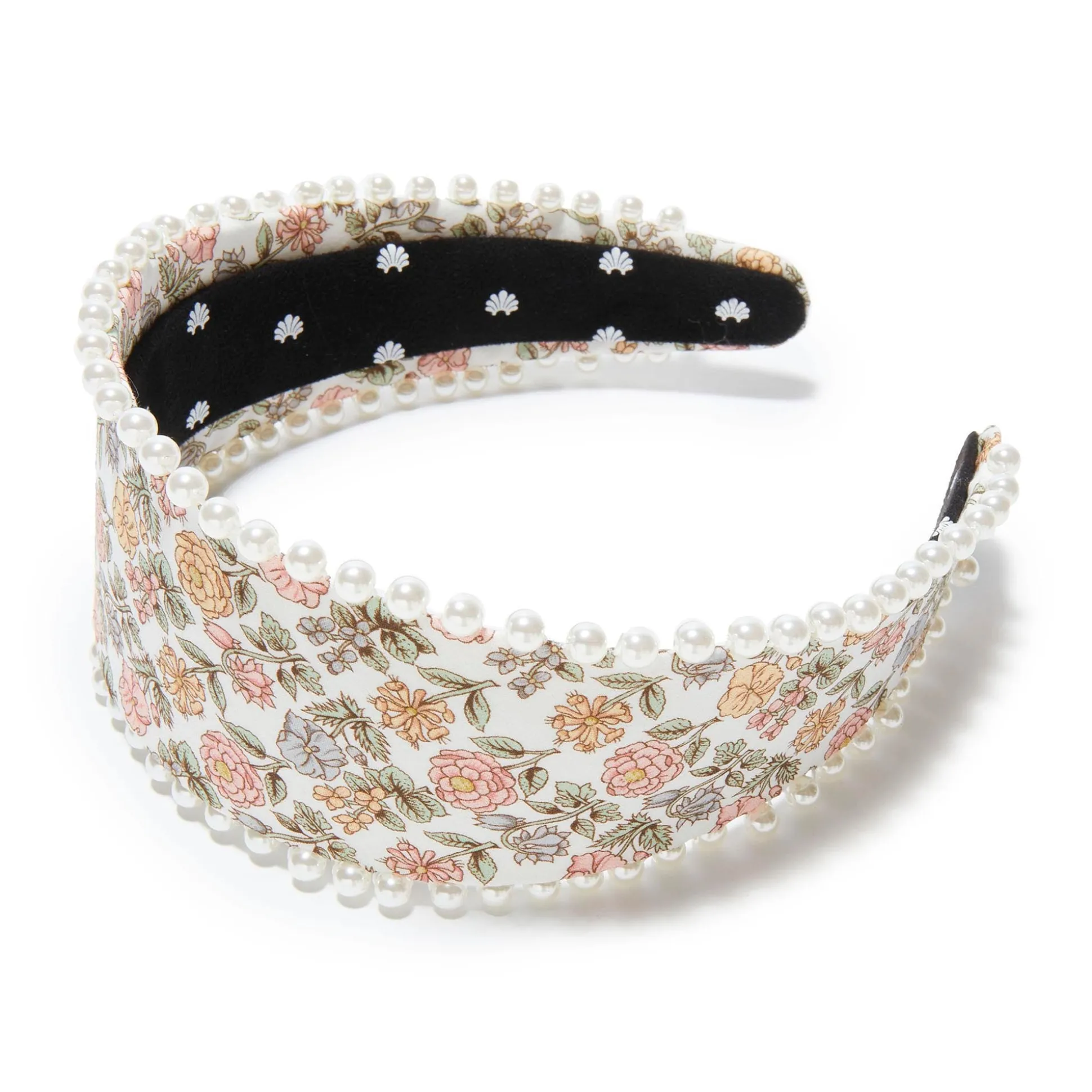 DAVALIA FLOWERS BRIGITTE LIBERTY PEARL TRIM HEADBAND