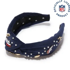 DENVER BRONCOS LELE SADOUGHI X NFL NAVY EMBELLISHED KNOTTED HEADBAND