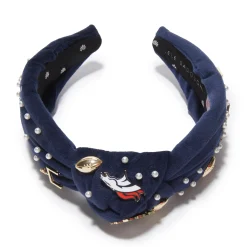 DENVER BRONCOS LELE SADOUGHI X NFL NAVY EMBELLISHED KNOTTED HEADBAND