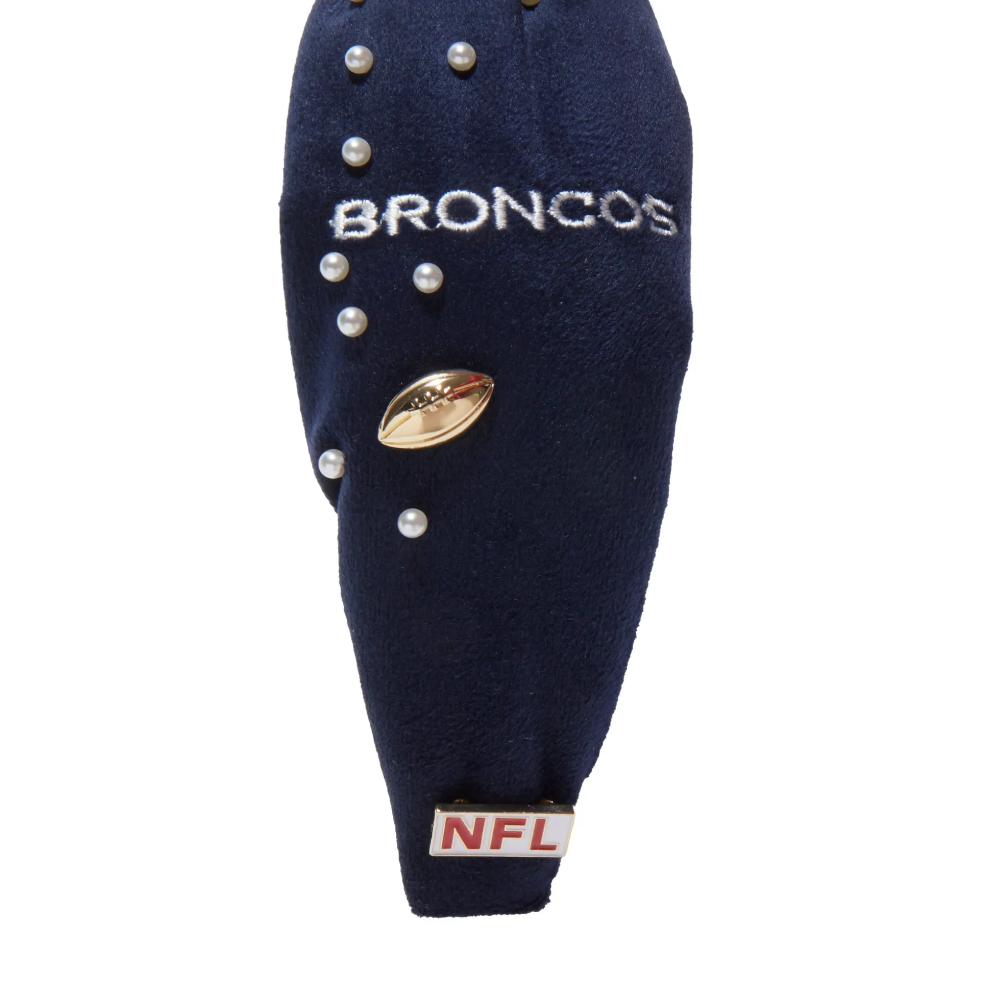 DENVER BRONCOS LELE SADOUGHI X NFL NAVY EMBELLISHED KNOTTED HEADBAND