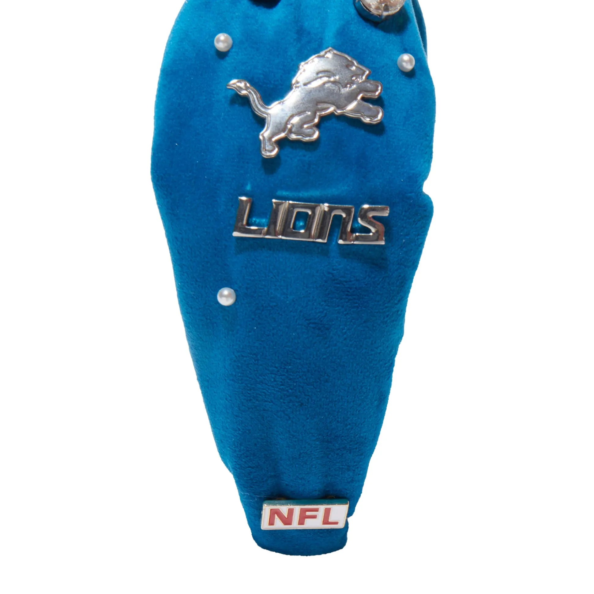 DETROIT LIONS LELE SADOUGHI X NFL BLUE EMBELLISHED KNOTTED HEADBAND
