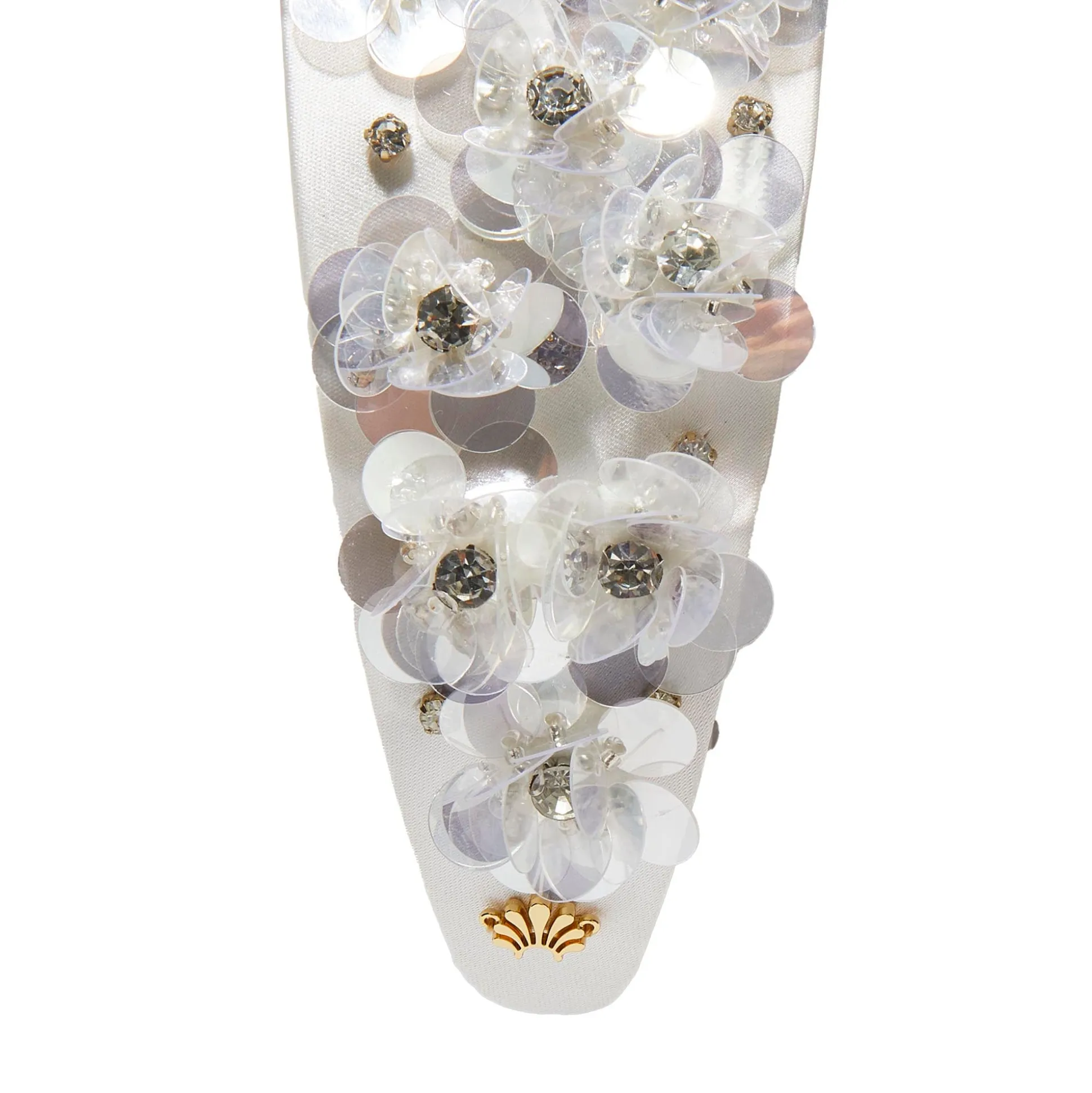 DOVE WHITE BRIGITTE PAILLETTE FLORAL HEADBAND