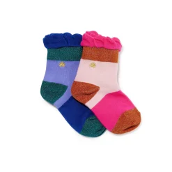 ELECTRIC RAINBOW SET OF 2 RUFFLE CONFETTI KIDS SOCKS