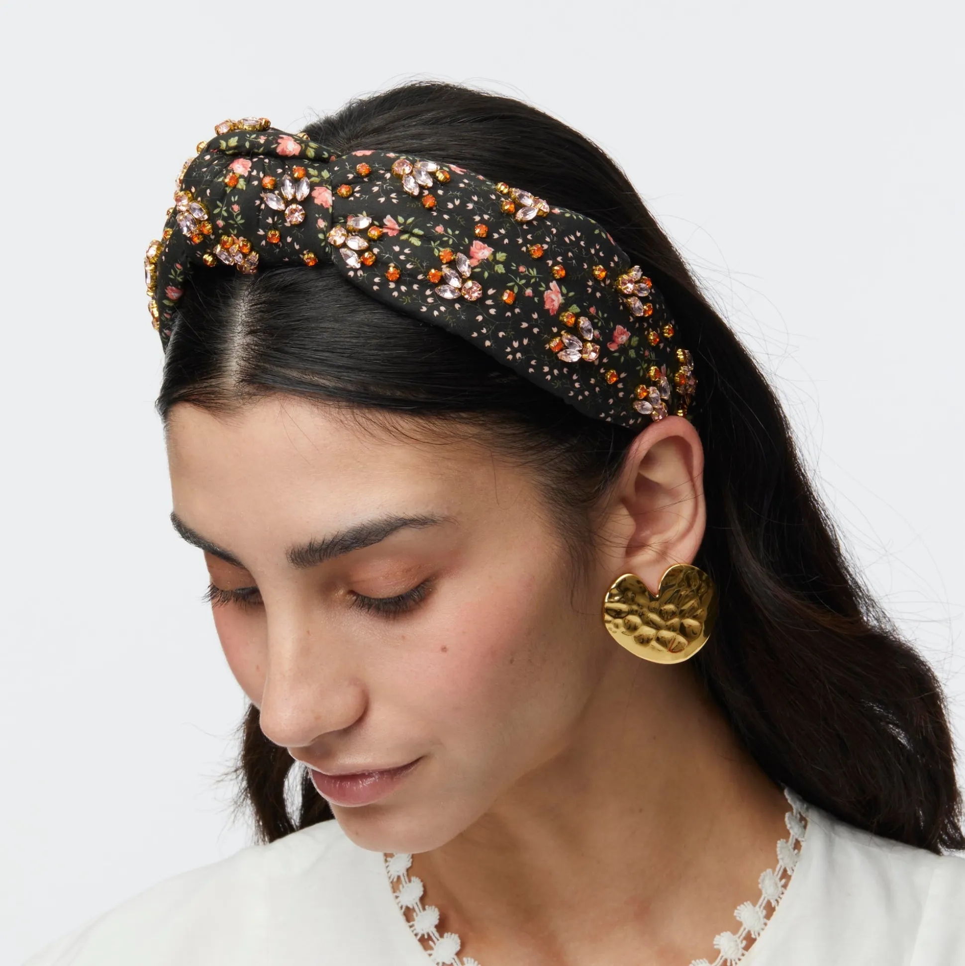 EVIE STRIPE KNOTTED LIBERTY FLORAL EMBELLISHED HEADBAND