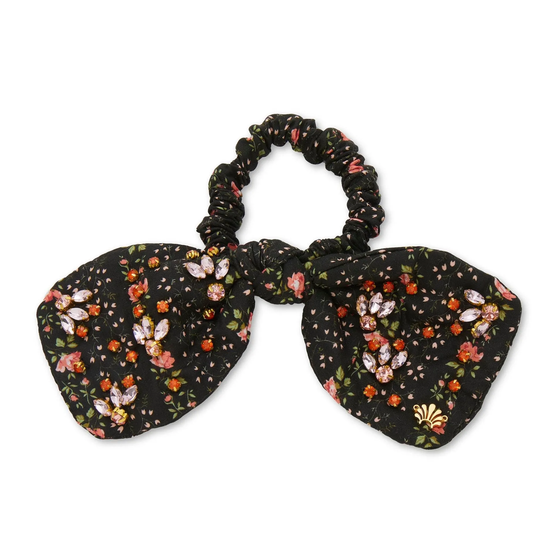 EVIE STRIPE PENNY LIBERTY FLORAL EMBELLISHED BOW SCRUNCHIE