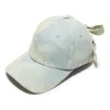FADED DENIM BOW EMBELLISHED DENIM BASEBALL CAP