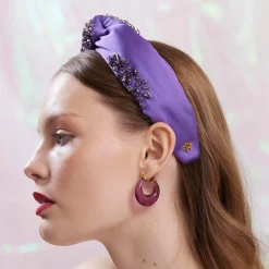 FEBRUARY AMETHYST BIRTHSTONE DOUBLE HOOP
