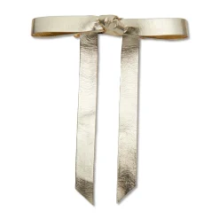 GOLD BARDOT FAUX LEATHER BOW BARRETTE