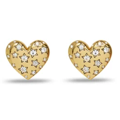 GOLD CELESTIAL HEART BUTTON EARRINGS