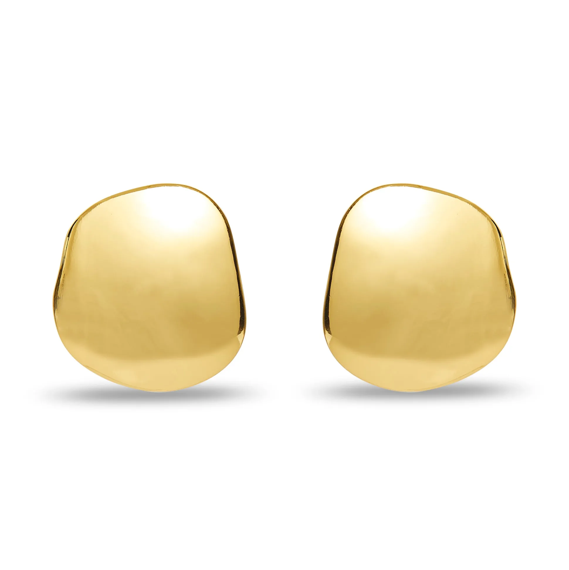 GOLD DISCUS BUTTON EARRINGS