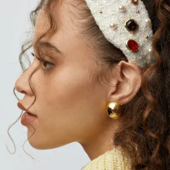 GOLD DOME BUTTON EARRINGS