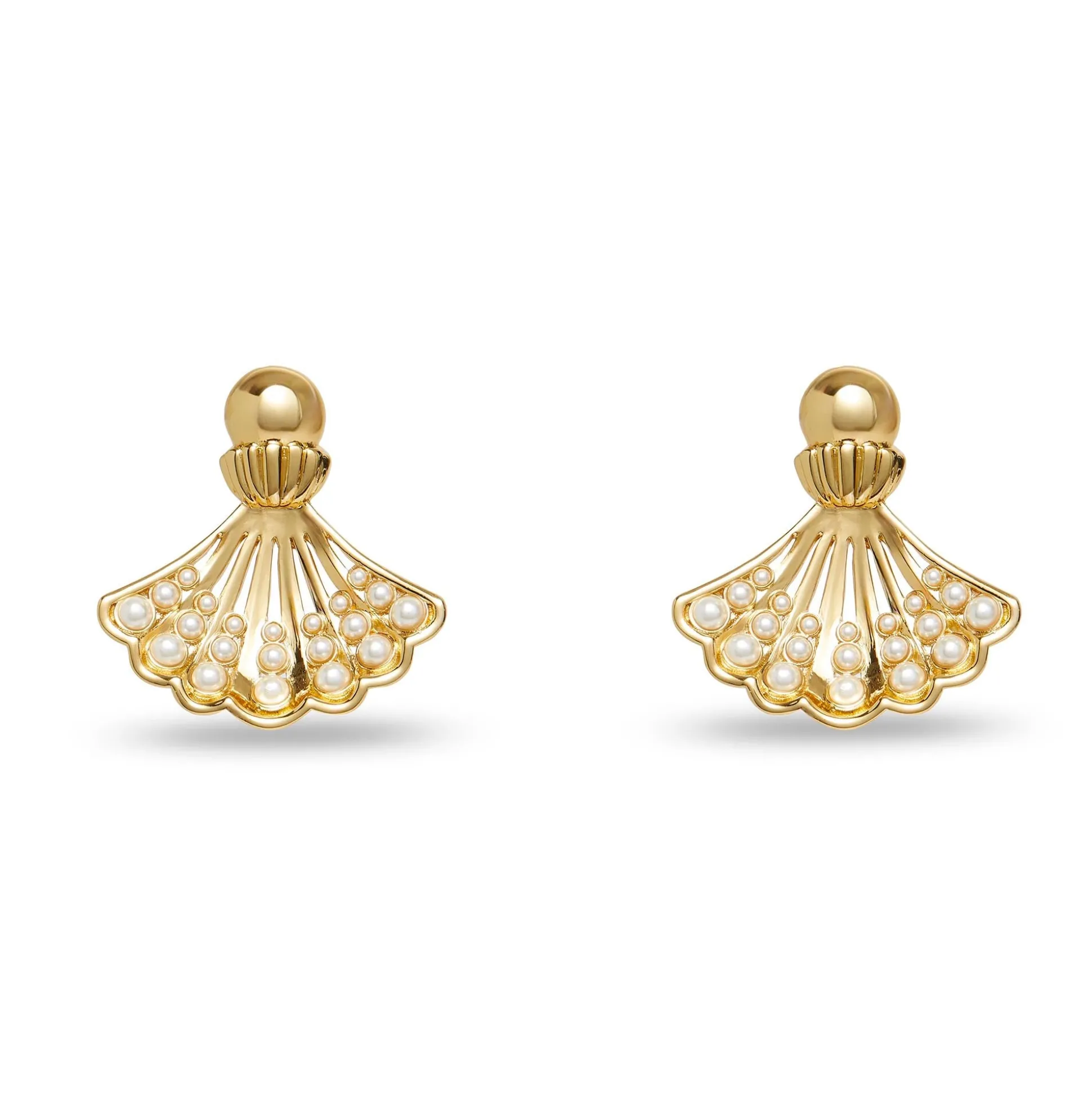 GOLD FAN SHELL EARRINGS