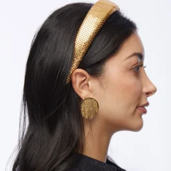 GOLD FLAPPER BUTTON EARRINGS