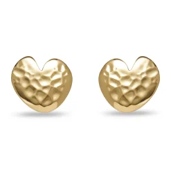 GOLD HAMMERED HEART BUTTON EARRINGS