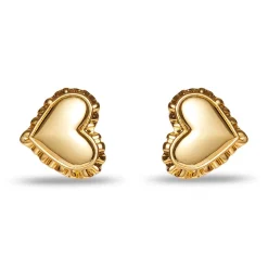 GOLD HEART RUFFLE BUTTON EARRINGS