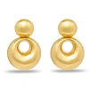 GOLD MEDALLION DROP EARRINGS