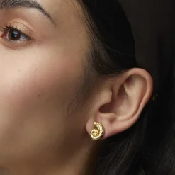 GOLD NAUTILUS SHELL STUD EARRINGS