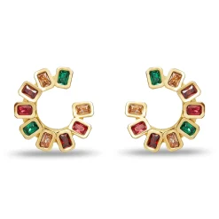 HARLEQUIN RAINBOW SPIRAL GEM EARRINGS