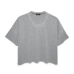 HEATHER GREY TEARDROP CRYSTAL T-SHIRT