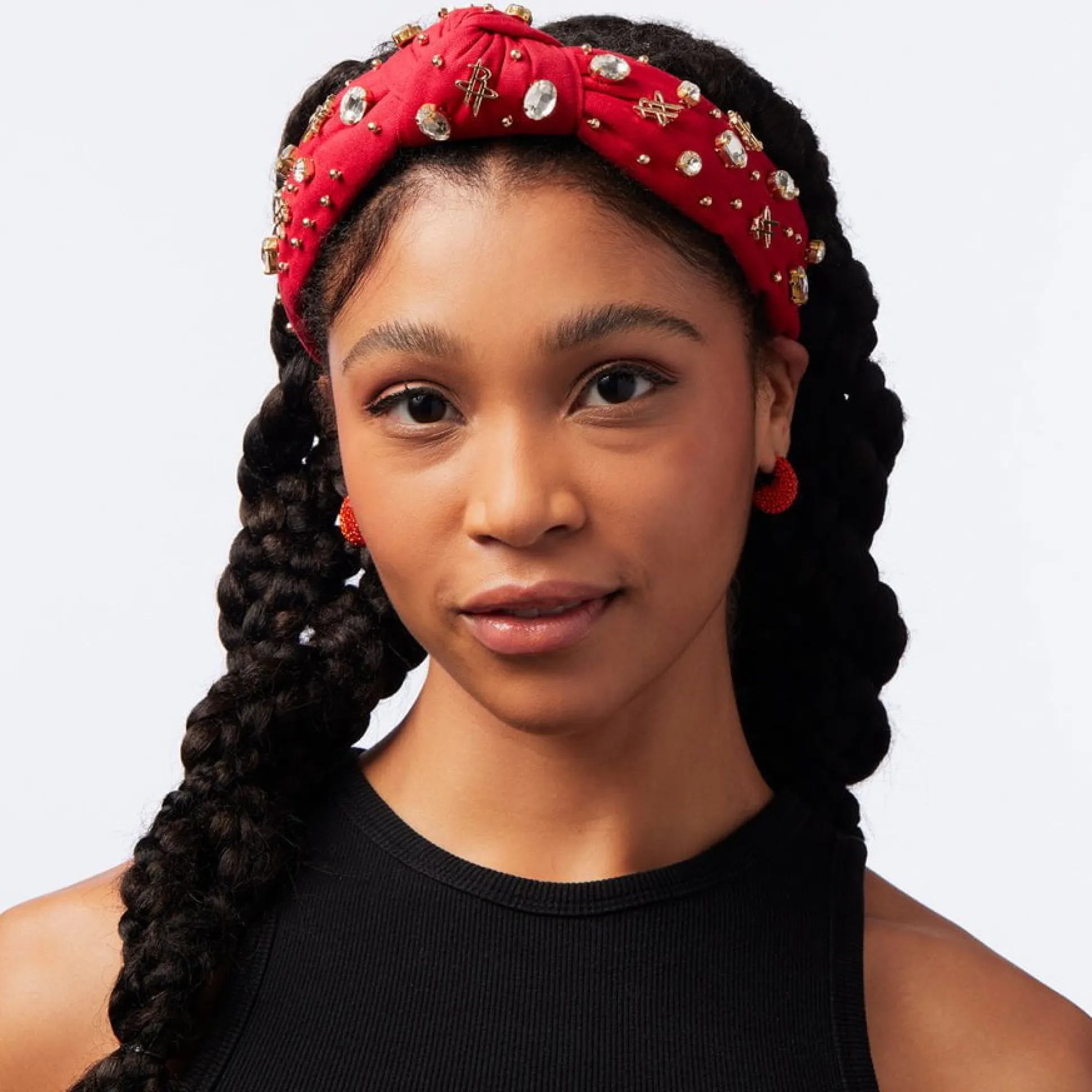 HOUSTON ROCKETS LELE SADOUGHI / NBA RED EMBELLISHED KNOTTED HEADBAND